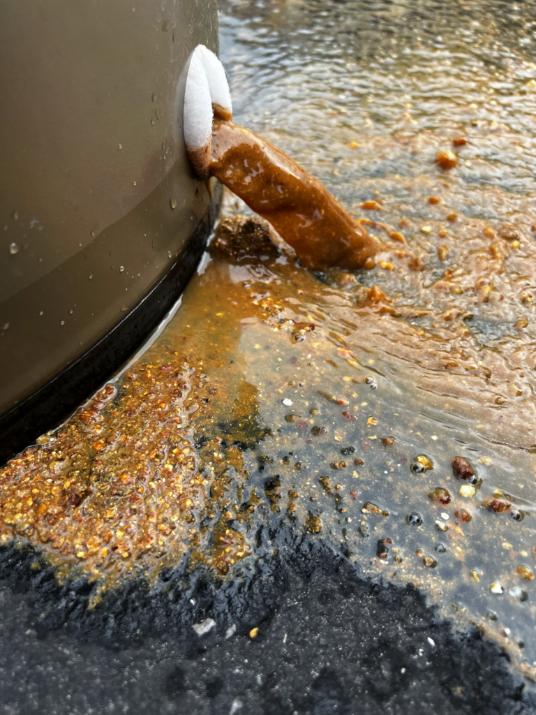 Close up of a water heater flush